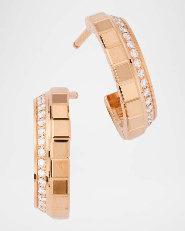 Ice Cube 18K Rose Gold Mini Diamond Hoop Earrings
